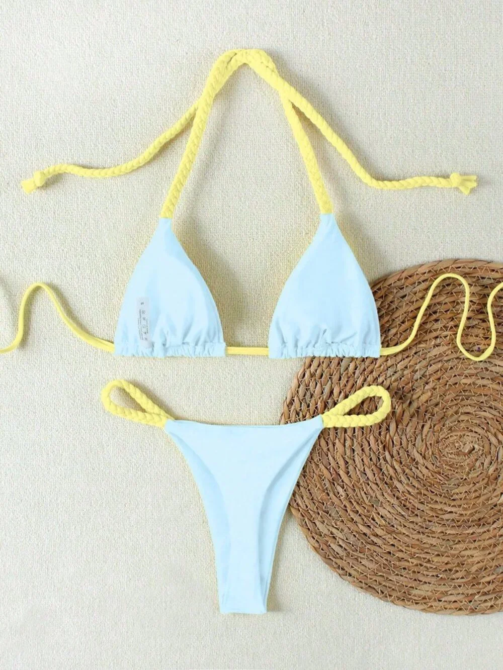 Multicolor Rope-Braided Halter Women's Two-Piece bikini Swim Set